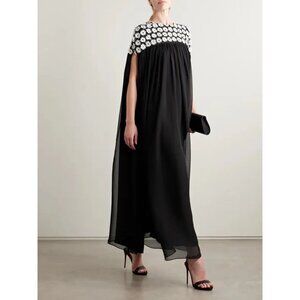 Dima Ayad Black Daisy Gorgette Dress size small NWT